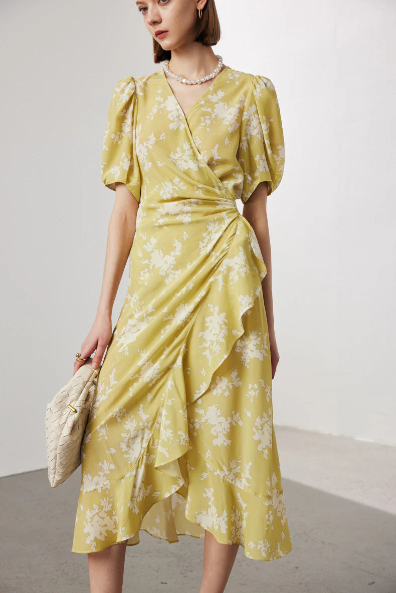 Floral Wrap Midi Dress