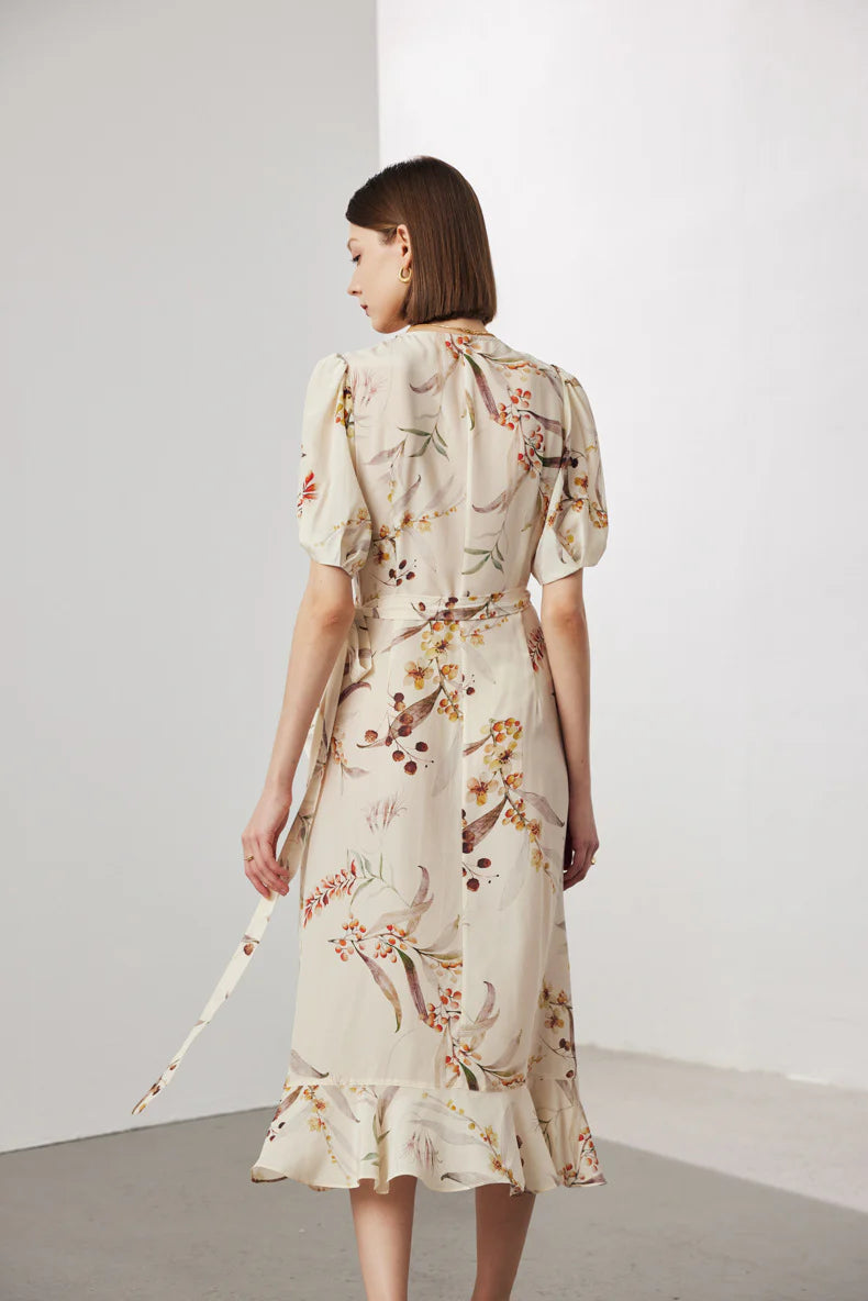 Floral Wrap Midi Dress