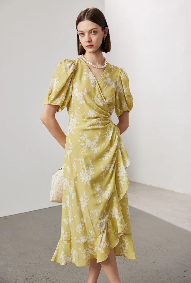Floral Wrap Midi Dress