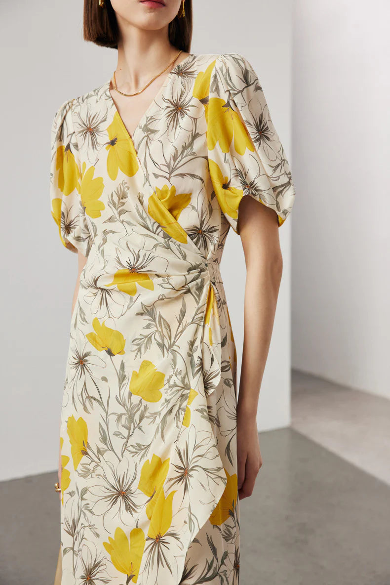 Floral Wrap Midi Dress