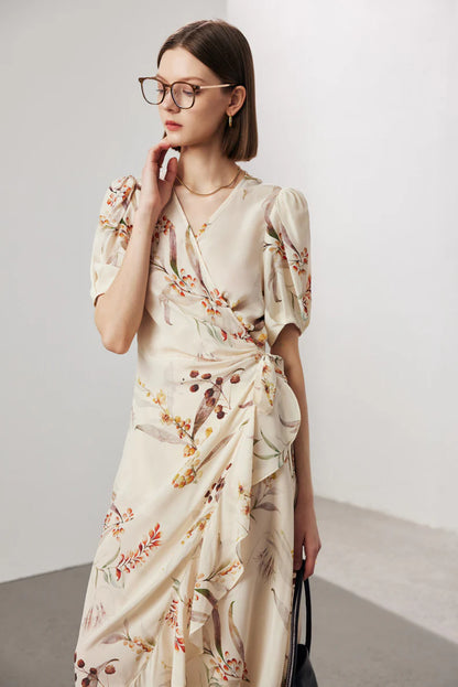 Floral Wrap Midi Dress
