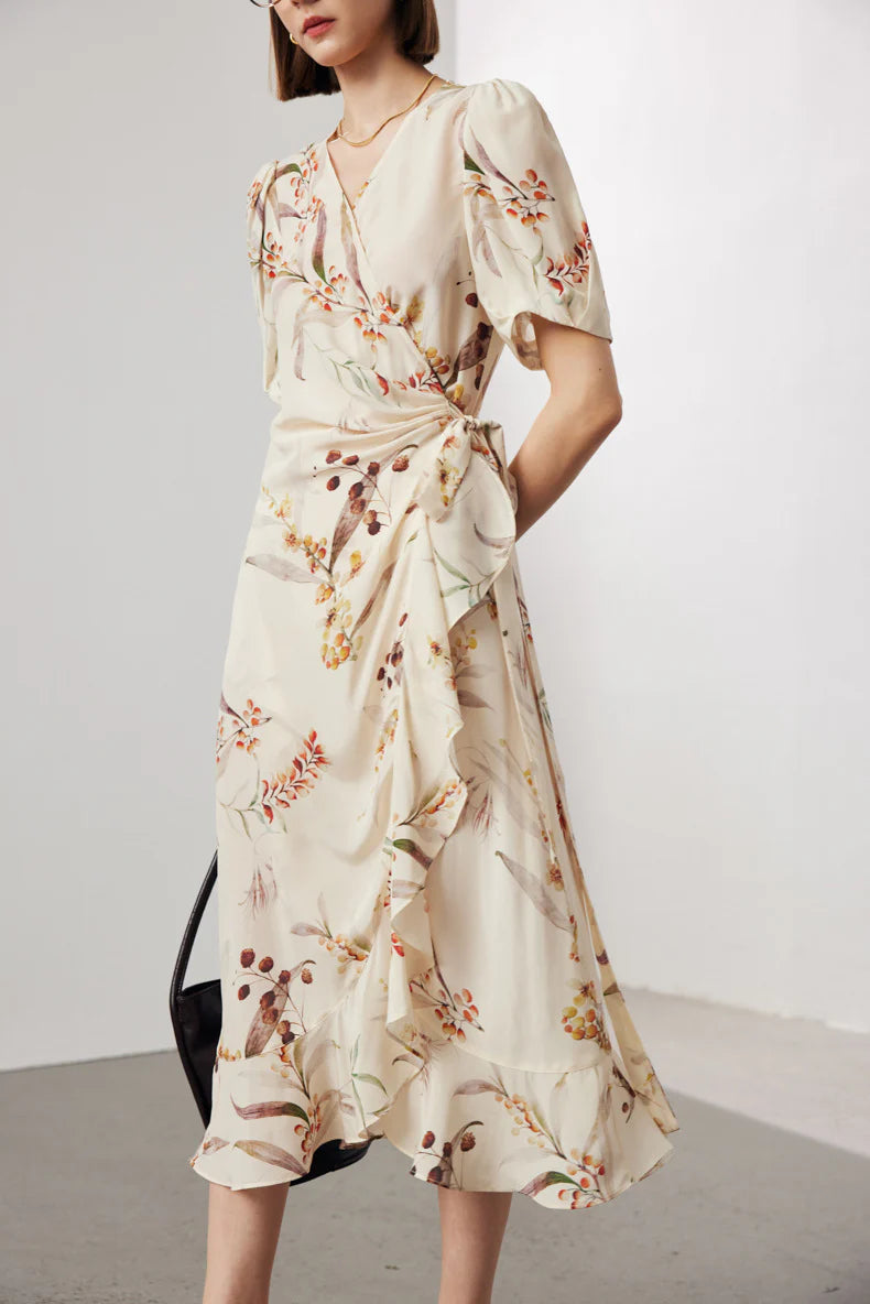 Floral Wrap Midi Dress