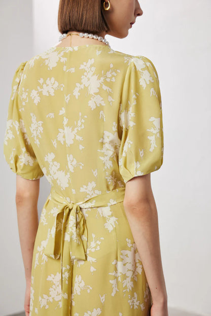 Floral Wrap Midi Dress